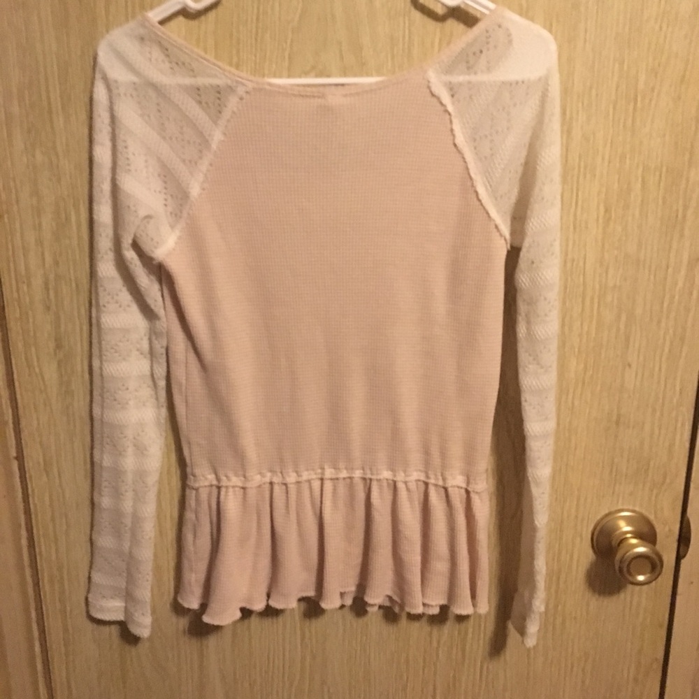 Free People Pink Peplum Waffle Knit Top - Picture 5 of 5